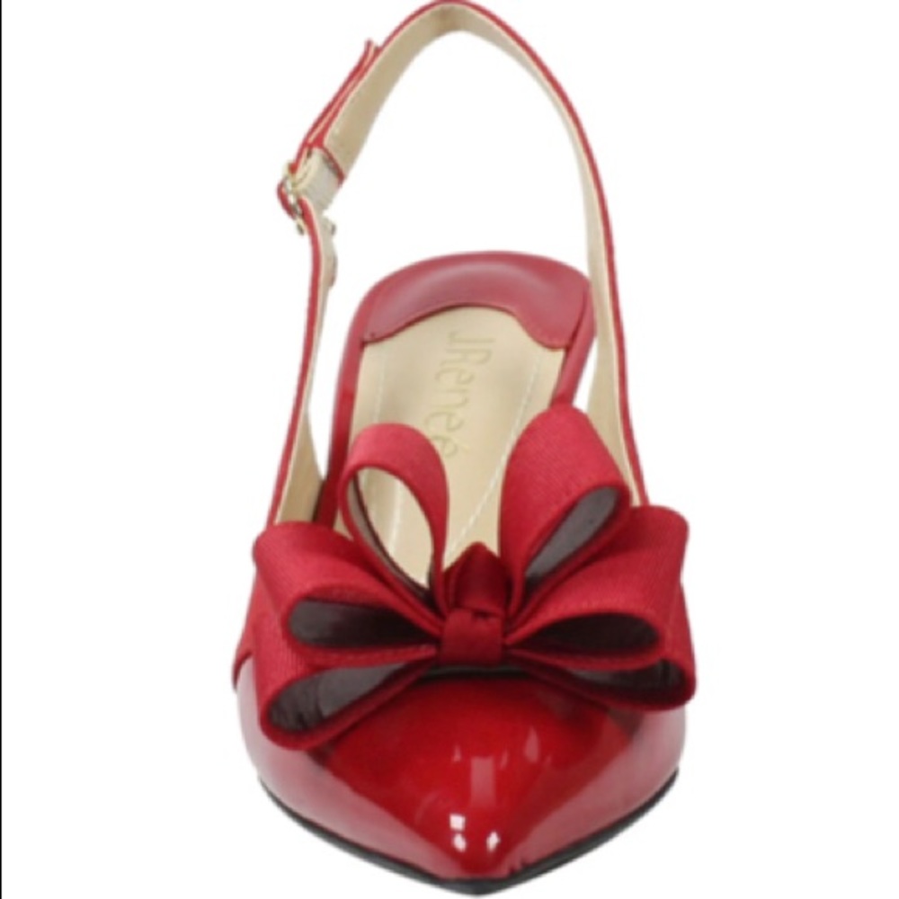 J. Renee Red kitten heels pumps with bow on toes  ♥️♥️♥️ 👠 NEW IN BOX!!! - Picture 5 of 8